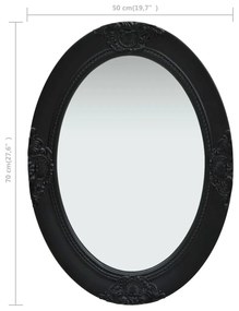 Καθρέφτης Τοίχου με Μπαρόκ Στιλ Μαύρος 50 x 70 εκ. - Μαύρο