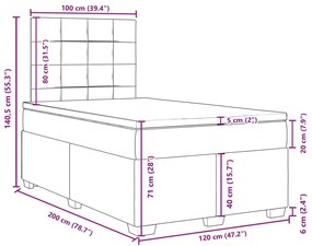 Κρεβάτι Boxspring με Στρώμα Μαύρο 120 x 200 εκ. Βελούδινο - Μαύρο