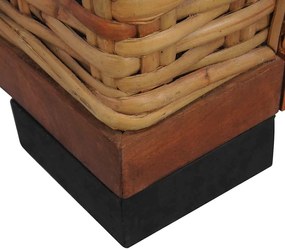 vidaXL Πολυθρόνα από Γνήσιο Ρατάν Καφέ με Μαξιλάρια