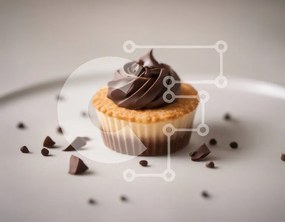 Intra Συλλεκτικό Ξύλινο Παζλ Plywood  4mm - Λαχταριστό Cupcake σοκολάτας με τσιπς σοκολάτας Σε Ξύλινο Κουτί - Διαστάσεις: 10x10 cm – 25 κομμάτια