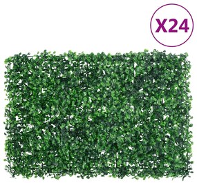 vidaXL Φράχτης 24 τεμ. Πράσινος 40 x 60 εκ. από Τεχνητά Φύλλα Θάμνου