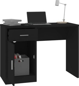 vidaXL Γραφείο με Συρτάρι &amp; Ντουλάπι Μαύρο 100x40x73 εκ. Επεξεργ. Ξύλο