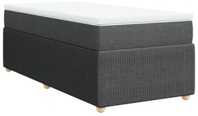 vidaXL Κρεβάτι Boxspring με Στρώμα Σκούρο Γκρι 100x200 εκ. Υφασμάτινο