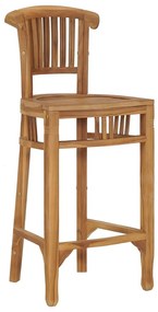 Καρέκλα Μπαρ από Μασίφ Ξύλο Teak - Καφέ