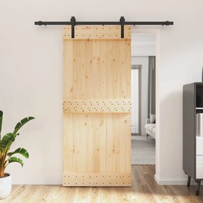 vidaXL Συρόμενη Πόρτα Φυσικό και Μαύρο 90 x 210 cm