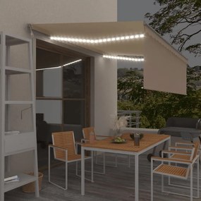 vidaXL Τέντα Αυτόματη με Σκίαστρο/LED/Αισθητήρα Ανέμου Κρεμ 4x3 μ.