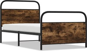 vidaXL Πλαίσιο Κρεβ. Χωρ. Στρώμα Καπνιστή Δρυς 90 x 190 εκ. Επεξ. Ξύλο