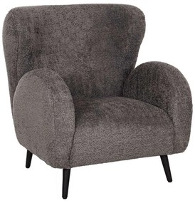 Πολυθρόνα Μπερζέρα Kryly HM9593.01 83x87x89cm Με Ξύλινα Πόδια & Μπουκλέ Ύφασμα Grey Ξύλο,Ύφασμα