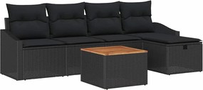 vidaXL Σετ Καναπέ Κήπου με μαξιλάρι 6 pcs Μαύρο Πολυ ράταν