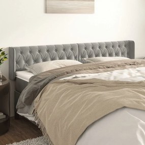 Κεφαλάρι με Πτερύγια Ανοιχτό Γκρι 183x16x78/88 εκ. Βελούδινο - Γκρι