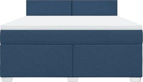 vidaXL Κρεβάτι Boxspring με Στρώμα Μπλε 180x200 εκ. Υφασμάτινο