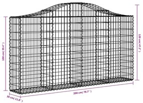 Συρματοκιβώτια Τοξωτά 3 τεμ. 200x30x100/120 εκ. Γαλβαν. Ατσάλι - Ασήμι