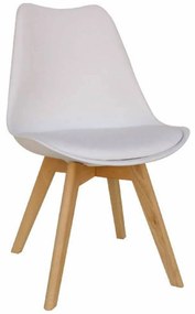 Καρέκλα Logan Plus Λευκή 10-0013 48X58X81cm Ξύλο,Τεχνόδερμα