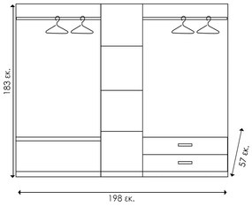 ΝΤΟΥΛΑΠΑ ΡΟΥΧΩΝ ΠΕΝΤΑΦΥΛΛΗ OLYMPUS PAKOWORLD ΧΡΩΜΑ WENGE 198X57X183ΕΚ