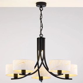 Κρεμαστό Πολύφωτο Arthur Φ75cm Μαύρο με Λευκό Ύφασμα