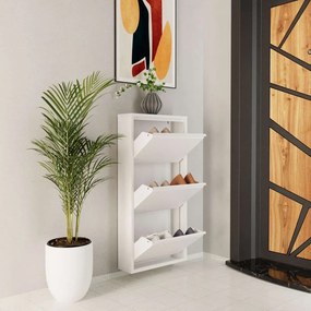 Shoe Cabinet 3 Piece Metal - White White