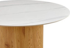 Τραπέζι Sikulu pakoworld mdf oak - λευκή όψη τραβερτίνας Φ125x77εκ