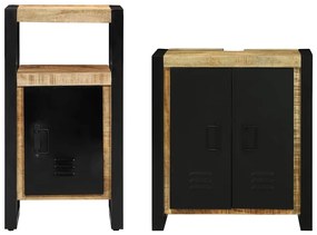 vidaXL Σετ Επίπλων Μπάνιου 2 pcs Καφέ και Μαύρο Στερεό ξύλο μάνγκο