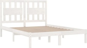 vidaXL Πλαίσιο Κρεβατιού Λευκό 135 x 190 εκ. Μασίφ Πεύκο Double