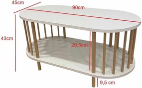 Τραπεζάκι Σαλονιού Λευκό LOGACIR 90x45x43
