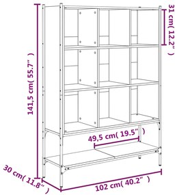 Βιβλιοθήκη Μαύρη 102x30x141,5 εκ. από Επεξεργασμένο Ξύλο - Μαύρο