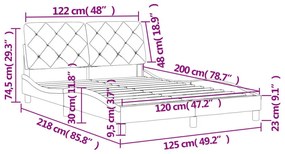 Πλαίσιο Κρεβατιού με Κεφαλάρι Σκ. Γκρι 120x200 εκ. Βελούδινο - Γκρι