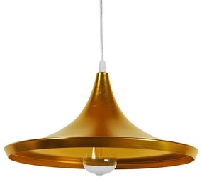 GloboStar® SHANGHAI GOLD 01545 Μοντέρνο Κρεμαστό Φωτιστικό Οροφής Μονόφωτο 1 x E27 Χρυσό Μεταλλικό Καμπάνα Φ37 x Y20cm