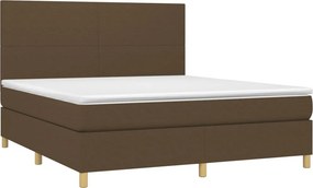 vidaXL Κρεβάτι Boxspring με Στρώμα &amp; LED Σκ.Καφέ 160x200εκ. Υφασμάτινο
