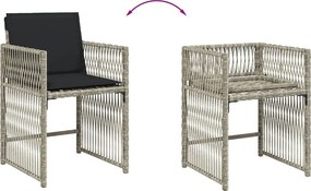 vidaXL Σετ Τραπεζαρίας Κήπου 11 τεμ. Αν. Γκρι Συνθ. Ρατάν με Μαξιλάρια