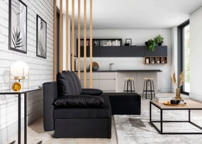 Γωνιακός καναπές Nogi-Μαύρο - 201.00Χ150.00Χ90.00cm