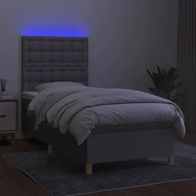 ΚΡΕΒΑΤΙ BOXSPRING ΜΕ ΣΤΡΩΜΑ &amp; LED ΑΝ.ΓΚΡΙ 90X190 ΕΚ. ΥΦΑΣΜΑΤΙΝΟ 3135717