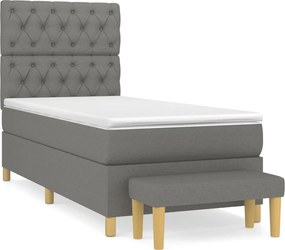 vidaXL Κρεβάτι Boxspring με Στρώμα Σκούρο Γκρι 80x200 εκ. Υφασμάτινο