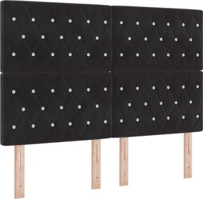 vidaXL Κρεβάτι box spring με στρώμα Μαύρο 140 x 190 cm Βελούδο