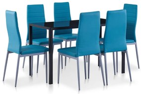 vidaXL Σετ Τραπεζαρίας Επτά Τεμαχίων Μπλε