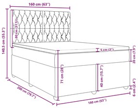 Κρεβάτι Boxspring με Στρώμα Μαύρο 160x200 εκ. Υφασμάτινο - Μαύρο