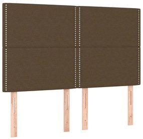 vidaXL Κρεβάτι Boxspring με Στρώμα &amp; LED Σκ.Καφέ 140x190εκ. Υφασμάτινο