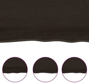 vidaXL Επιφάνεια Τραπεζιού Σκούρο Καφέ 220x60x(2-6)εκ Επεξ. Μασίφ Δρυς