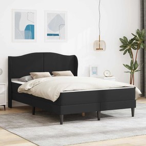 vidaXL Σκελετός κρεβατιού με στρώμα Μαύρο 140 x 200 cm Τεχνητό Δέρμα