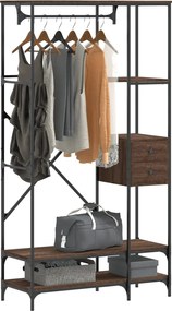 vidaXL Κρεμάστρα Ρούχων με Ράφια Καφέ Δρυς από Επεξεργασμένο Ξύλο