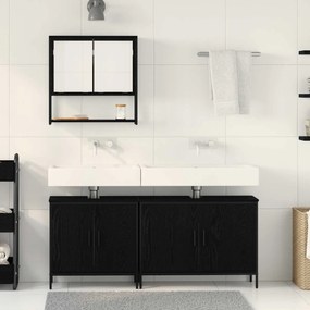 vidaXL Σετ Επίπλων Μπάνιου με ράφι 3 pcs Μαύρο Επεξεργασμένο ξύλο