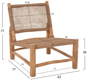 ΚΑΡΕΚΛΑ LONDER  ΞΥΛΟ TEAK ΣΕ ΦΥΣΙΚΟ ΚΑΙ ΣΥΝΘΕΤΙΚΟ RATTAN 63x77x77Υεκ.