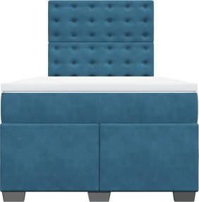 vidaXL Κρεβάτι Boxspring με Στρώμα Μπλε 120x200 εκ. Βελούδινο