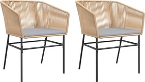 vidaXL Καρέκλες Κήπου 2 τεμ. Καφέ Συνθ. Ρατάν + Μαξιλάρια