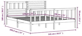 ΠΛΑΙΣΙΟ ΚΡΕΒΑΤΙΟΥ ΜΑΥΡΟ 135 X 190ΕΚ ΑΠΟ ΞΥΛΟ ΠΕΥΚΟΥ 4FT6 DOUBLE 3101132