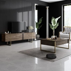 Έπιπλο τηλεόρασης Luxe καρυδί-χρυσό 180x30x50εκ