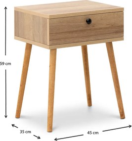 Κομοδίνο Pauline Megapap χρώμα pine oak 45x35x61εκ.