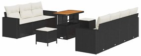 vidaXL Σετ Καναπέ Κήπου 10 pcs Μαύρο και κρεμ 90 x 55 x 71 cm