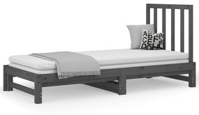 vidaXL Καναπές Κρεβάτι Συρόμενος Γκρι 2x(90x200) εκ. Μασίφ Ξύλο Πεύκου
