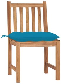 Καρέκλες Κήπου 8 τεμάχια από Μασίφ Ξύλο Teak με Μαξιλάρια - Μπλε