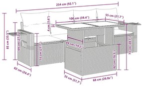 Σαλόνι Κήπου Σετ 5 Τεμαχίων Καφέ Συνθετικό Ρατάν με Μαξιλάρια - Καφέ